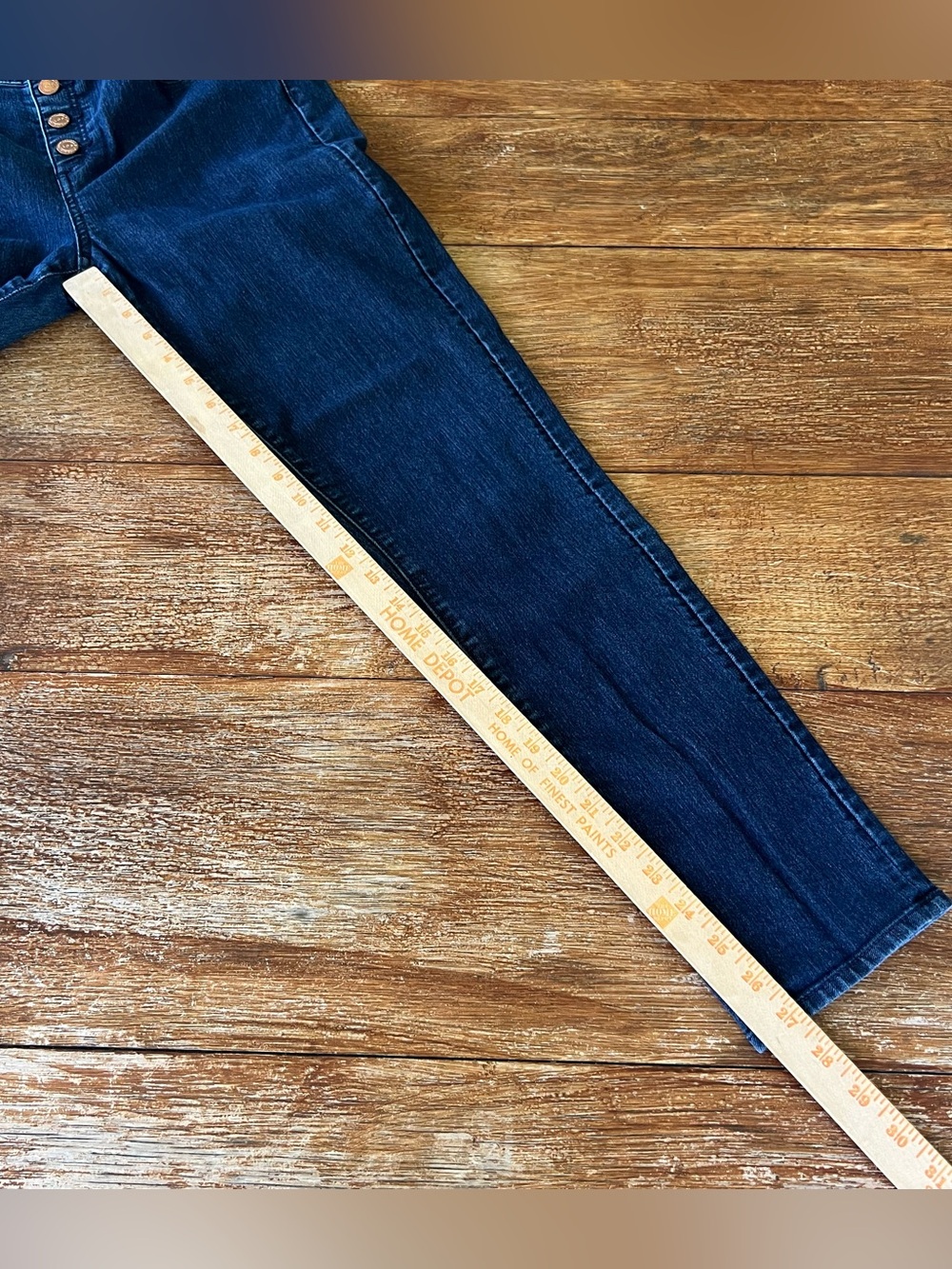 LOFT High Rise Skinny Jeans Size 10/30 Exposed Button Fly Dark Wash Denim 477357 - Picture 11 of 13